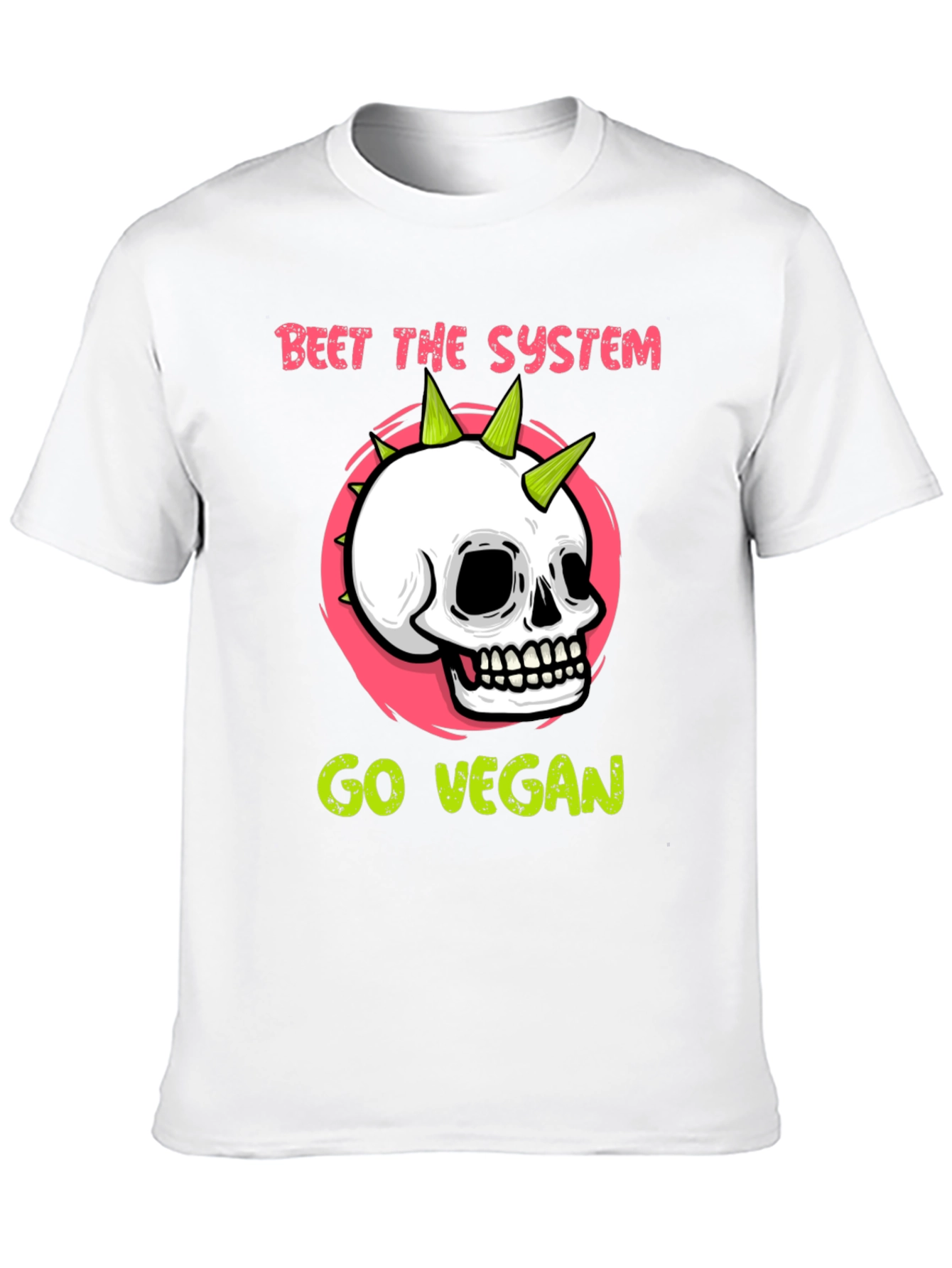 Beet the System Go Vegan T-Shirt Punk Skull Graphic