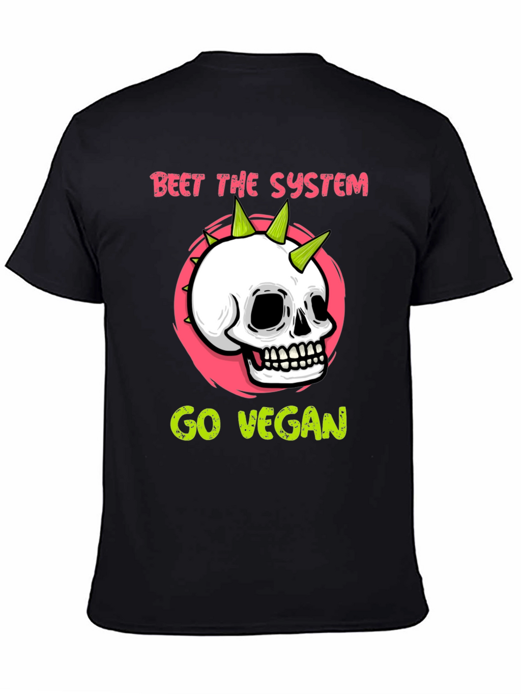Beet the System Go Vegan T-Shirt Punk Skull Graphic