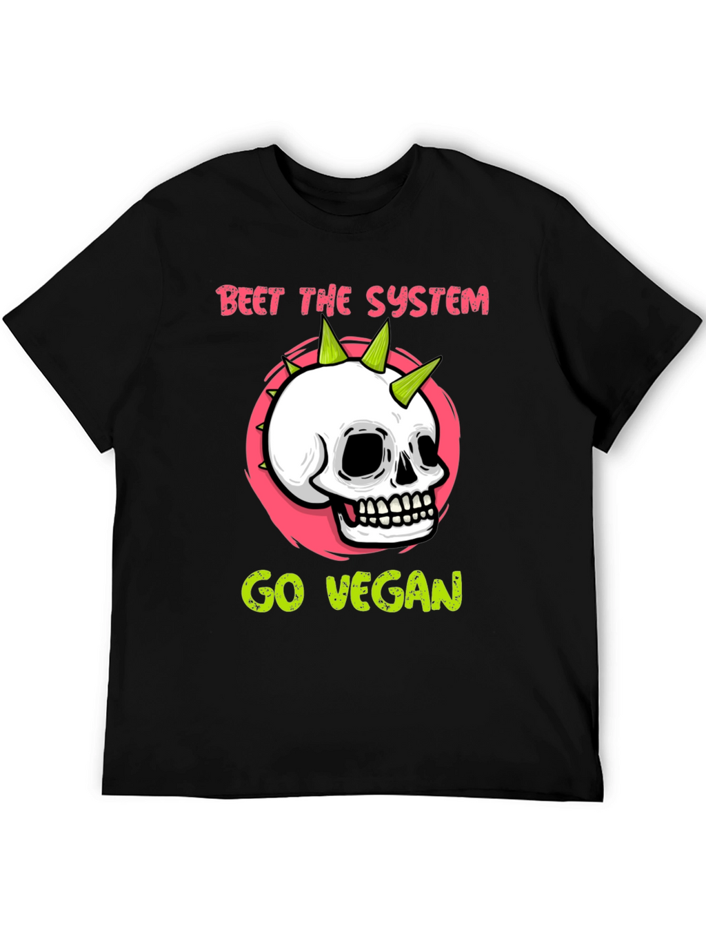 Beet the System Go Vegan T-Shirt Punk Skull Graphic