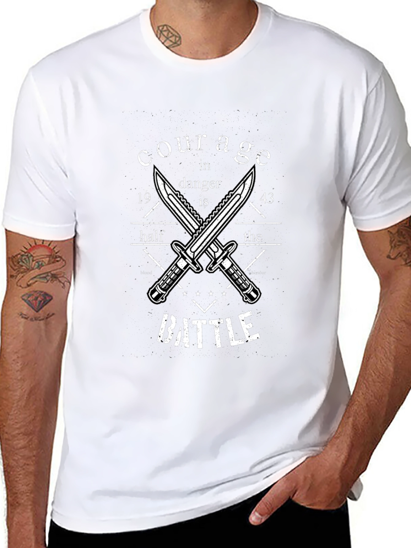 Courage in Danger T-Shirt with Knife Design