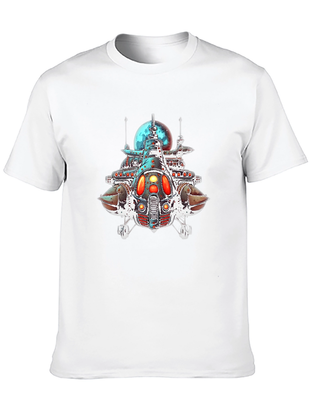 Sci-Fi Spaceship Graphic Black T-Shirt