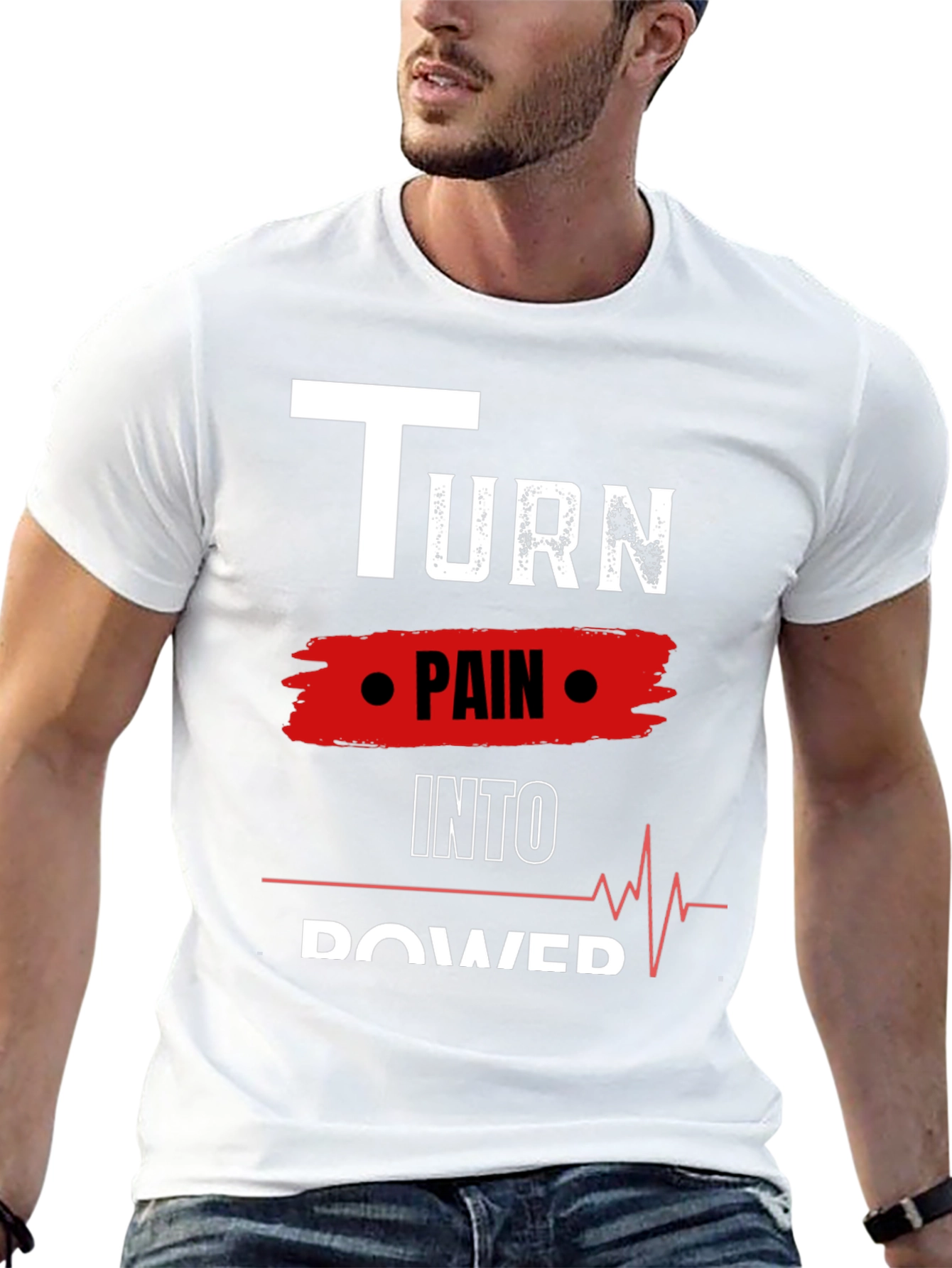 Turn Pain Into Power Motivational Black Tee