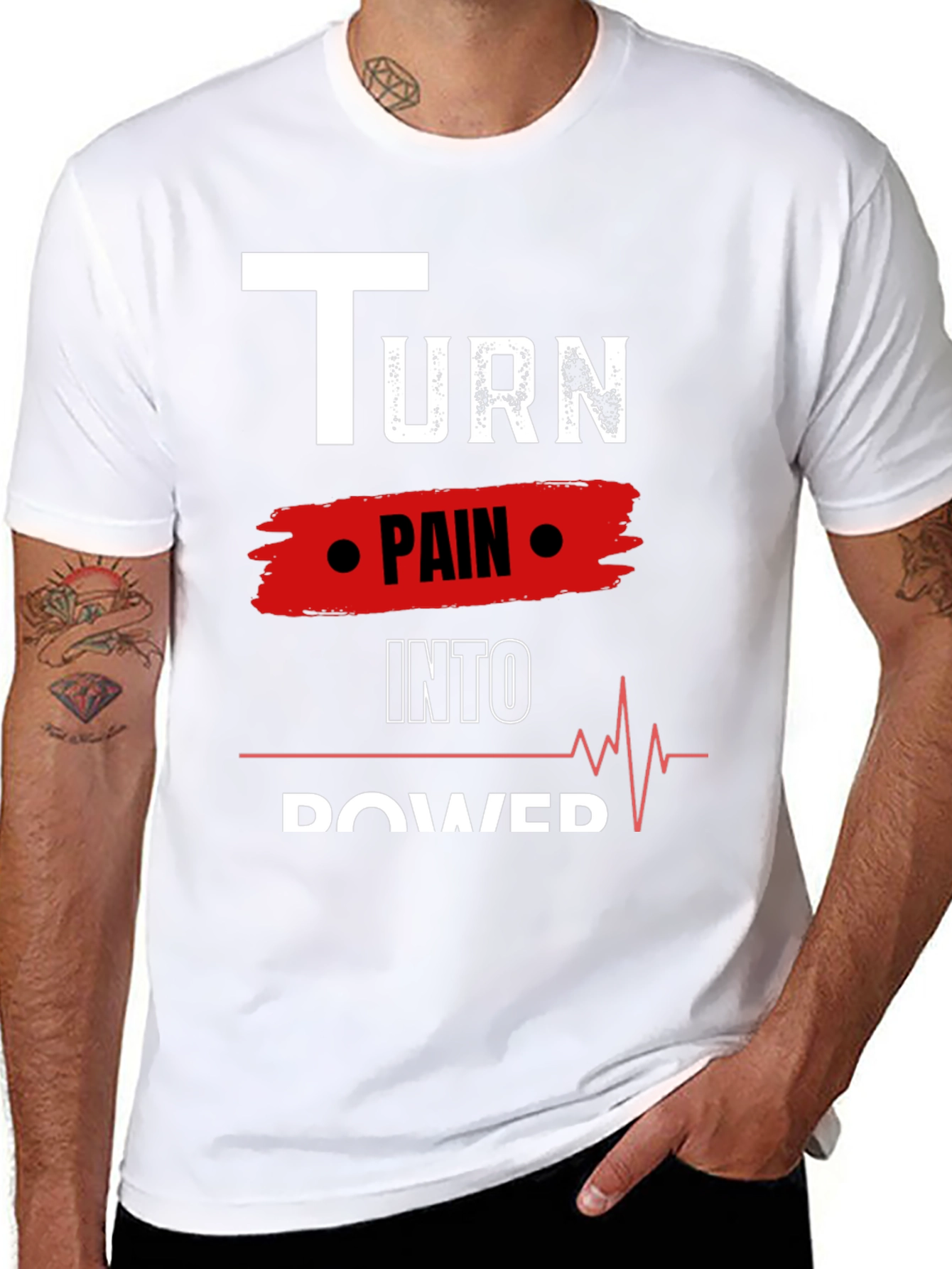 Turn Pain Into Power Motivational Black Tee