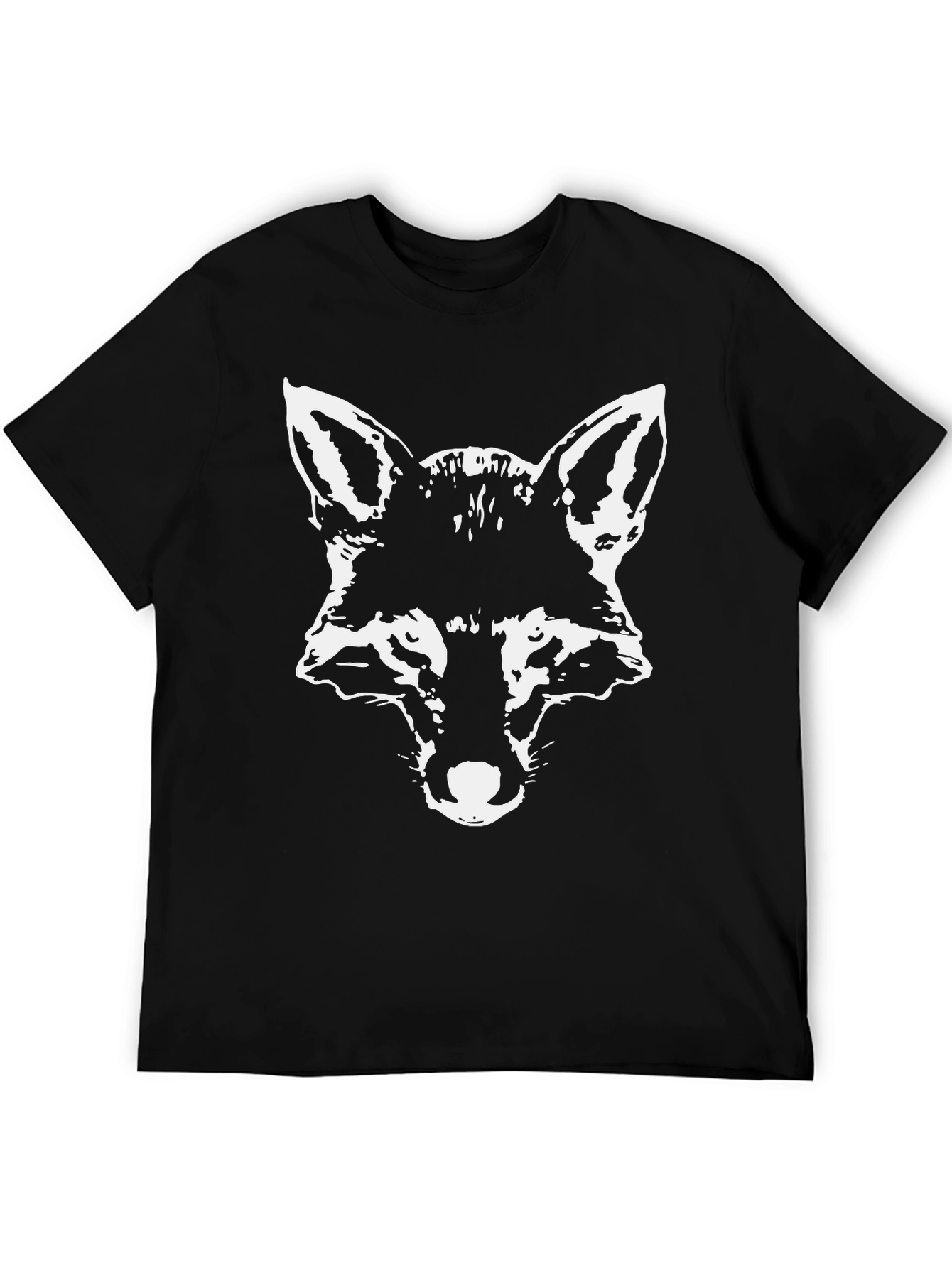 Black T-Shirt with Fox Head Graphic