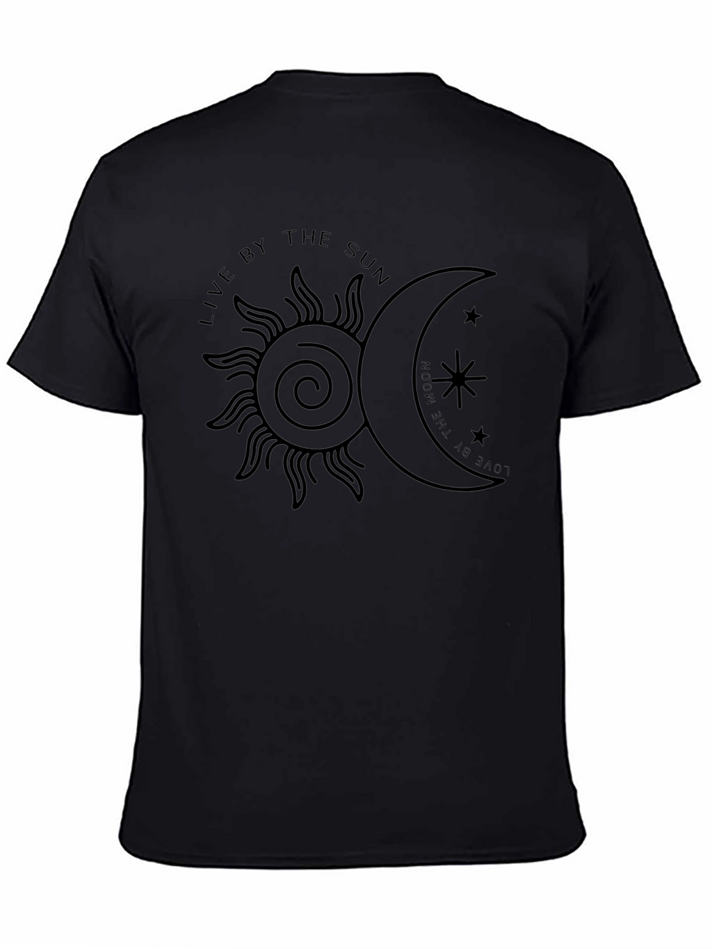 Celestial Sun & Moon Graphic Tee - Black