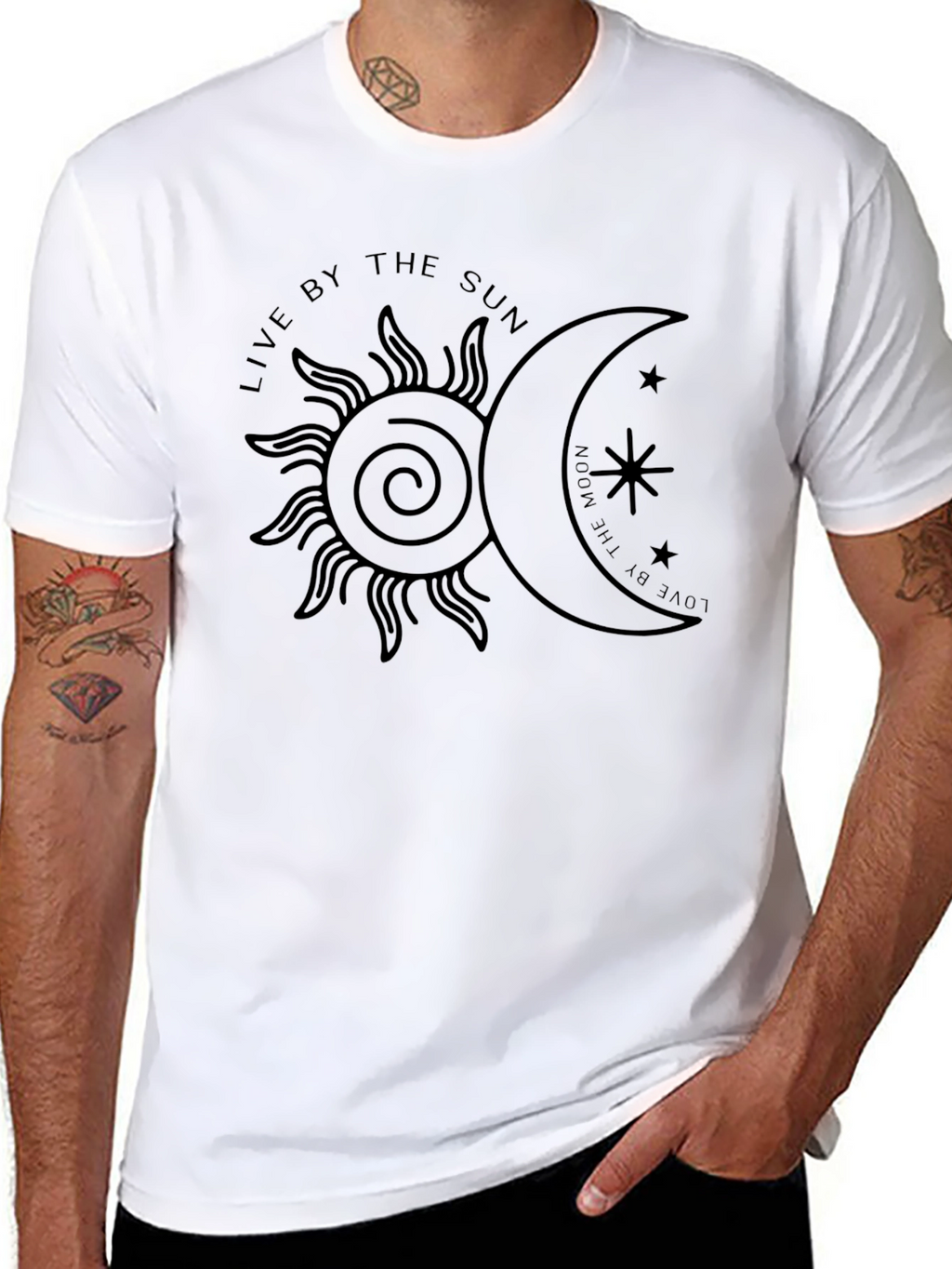 Celestial Sun & Moon Graphic Tee - Black