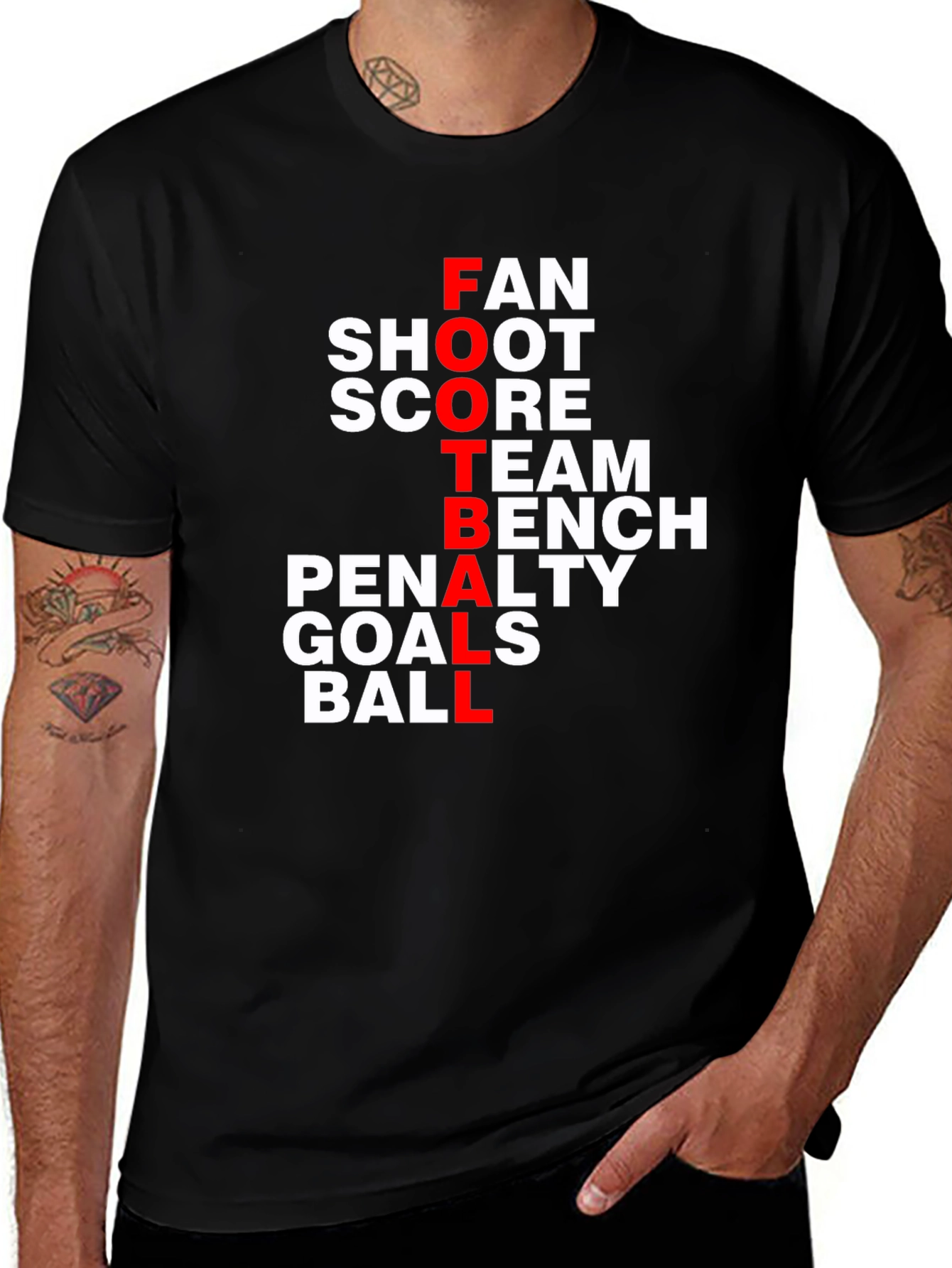 Football Words T-Shirt - Fan Shoot Score Design