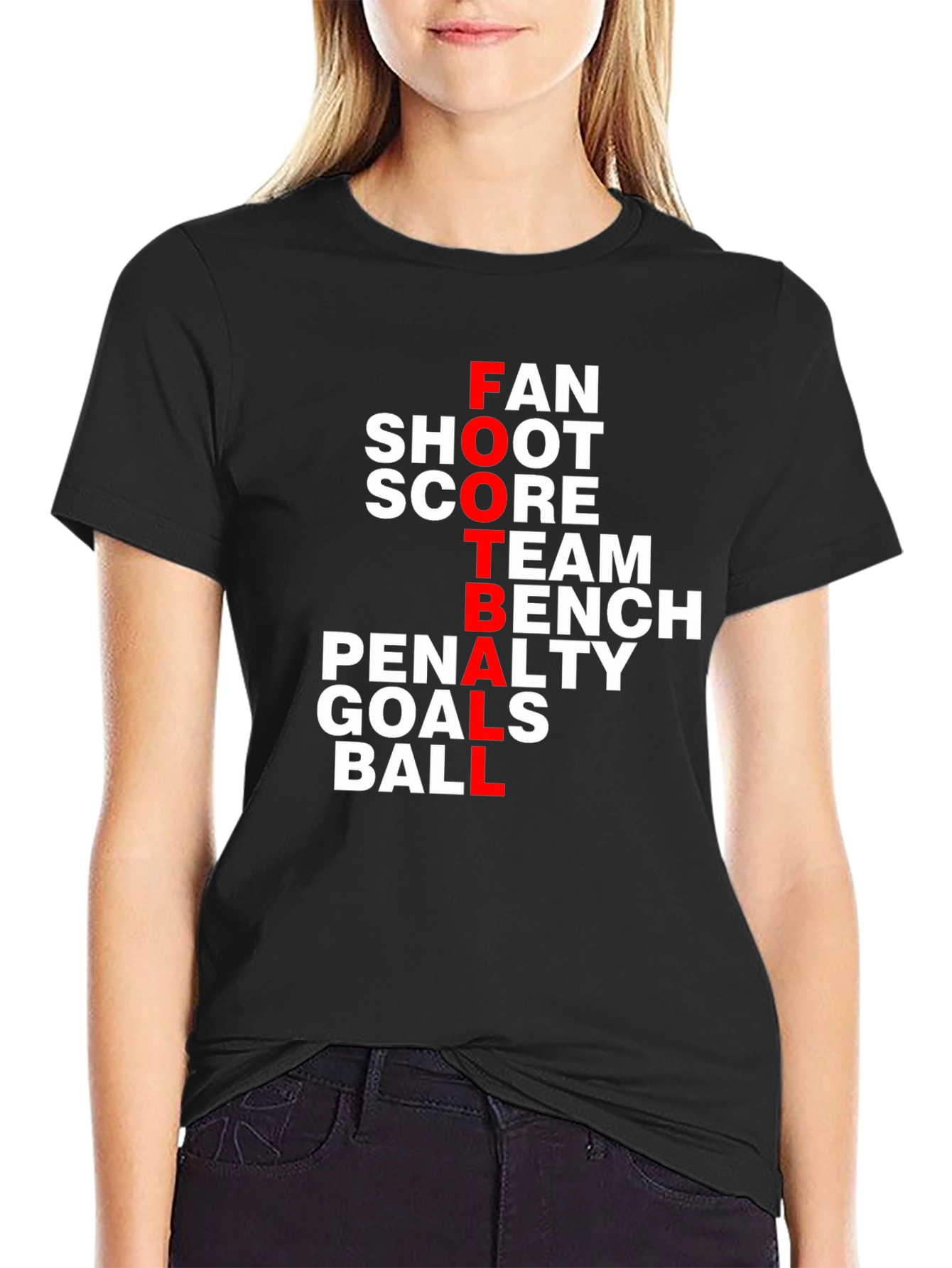 Football Words T-Shirt - Fan Shoot Score Design