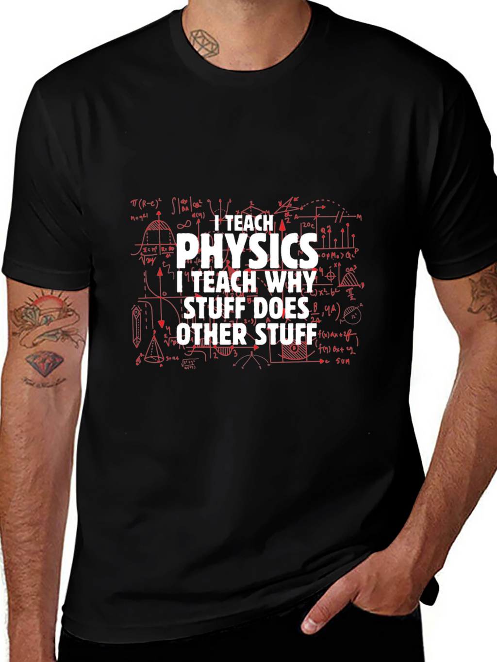 I Teach Physics Mens Black T-Shirt