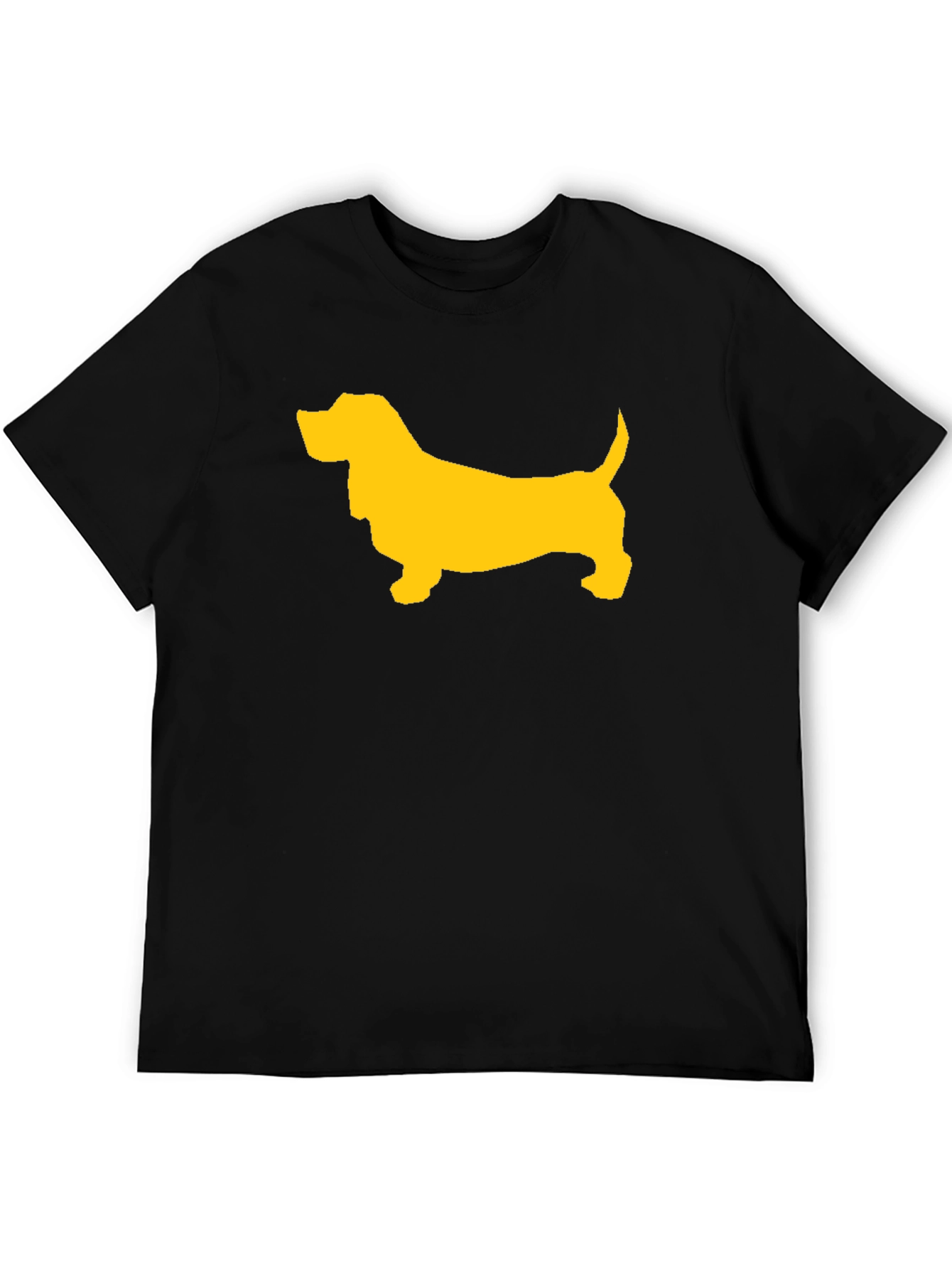 Black T-Shirt with Yellow Dog Graphic