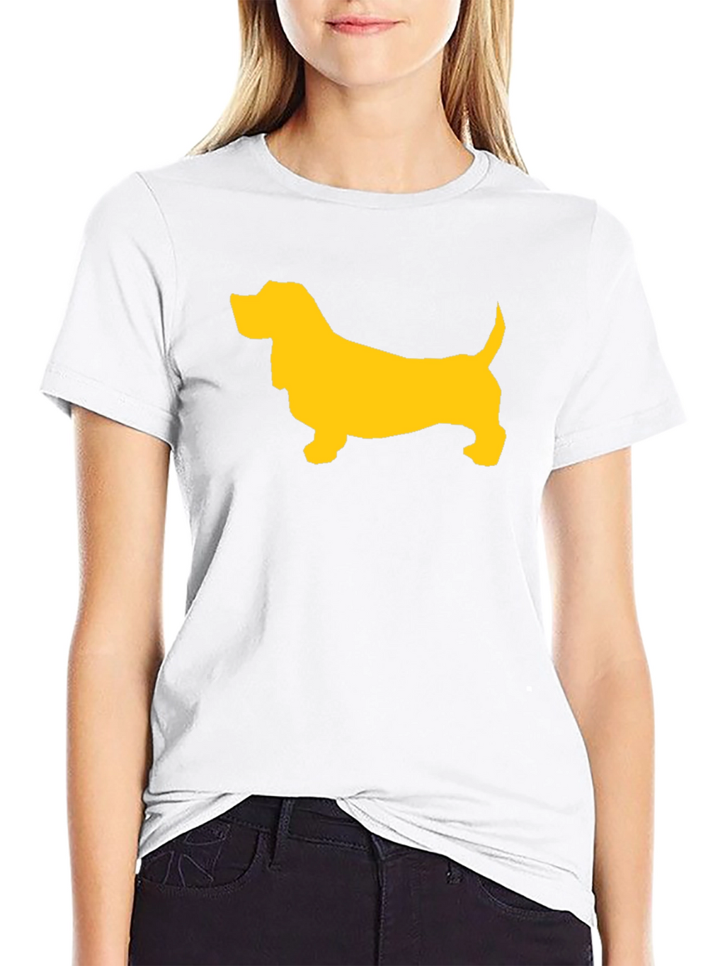 Black T-Shirt with Yellow Dog Graphic