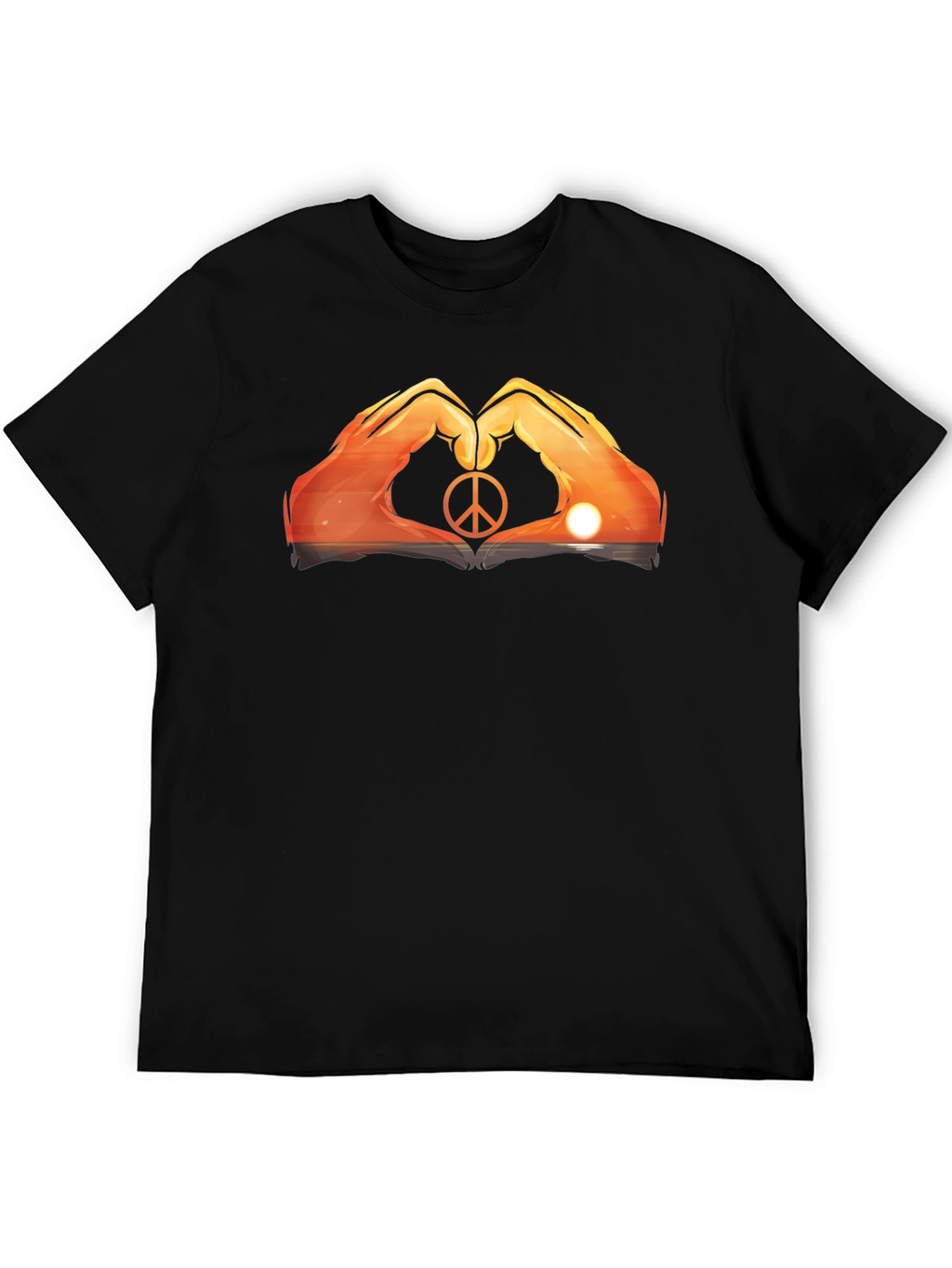 Peace Sign Hand Heart Sunset Graphic Tee