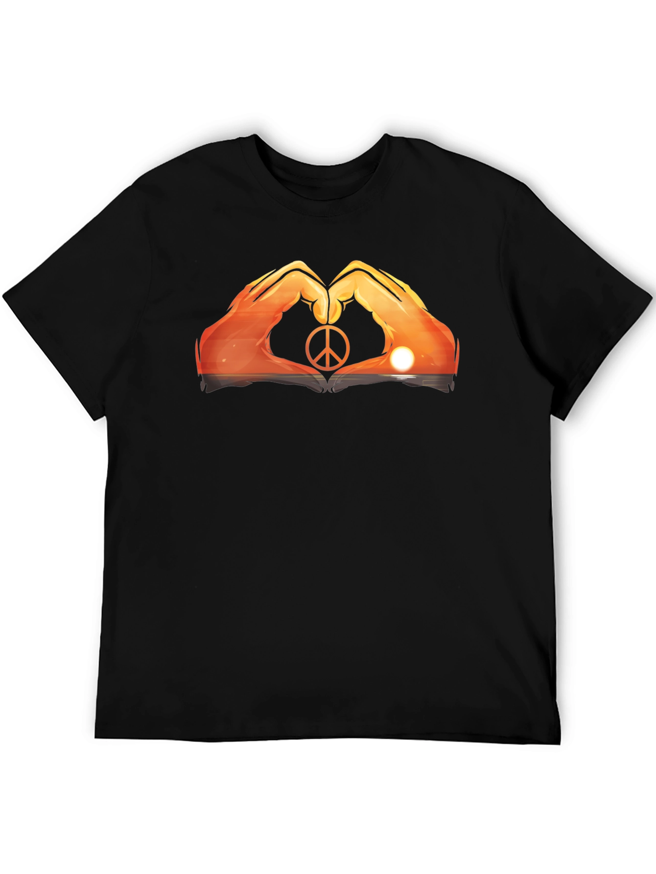 Peace Sign Hand Heart Sunset Graphic Tee