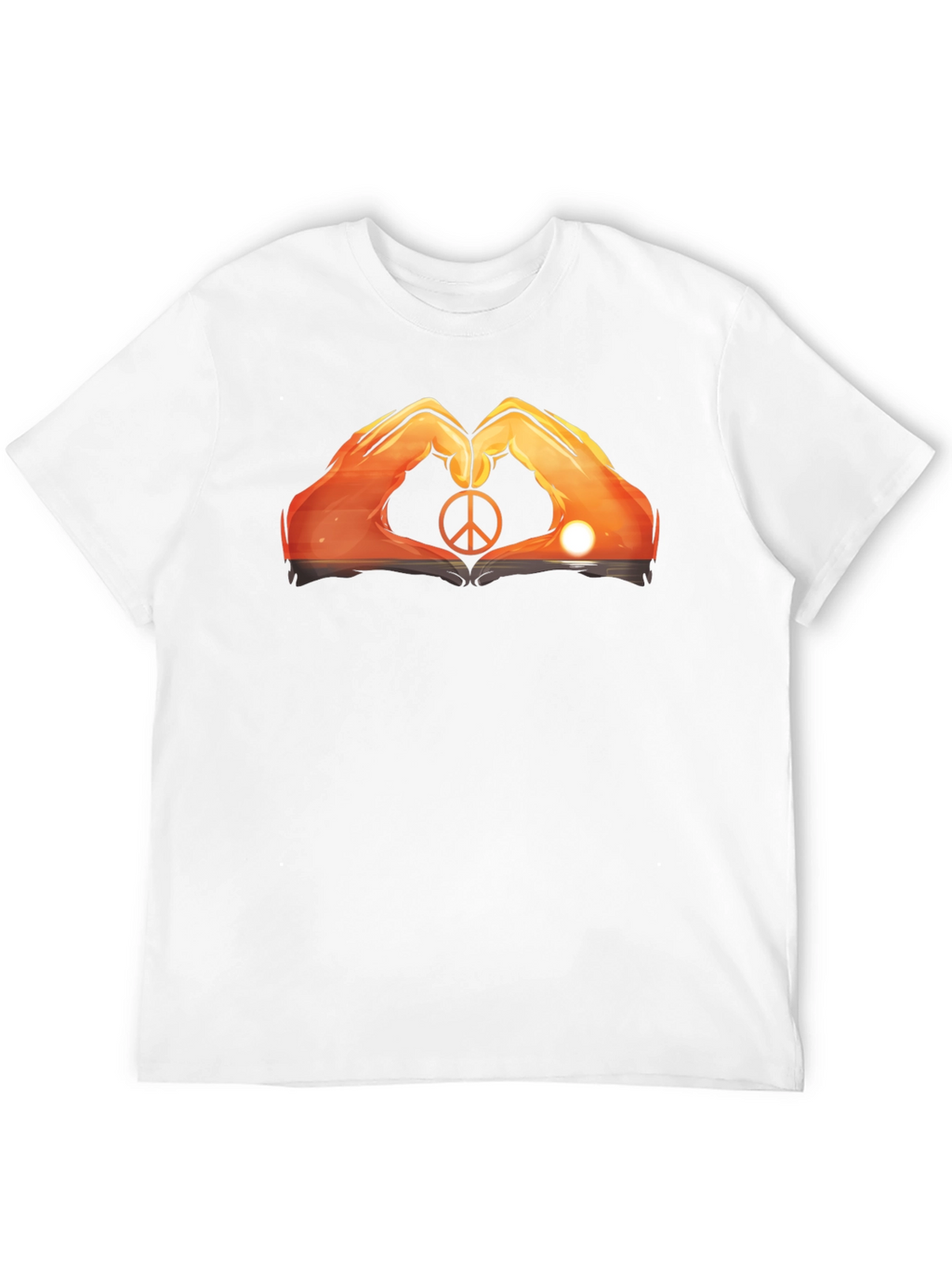Peace Sign Hand Heart Sunset Graphic Tee