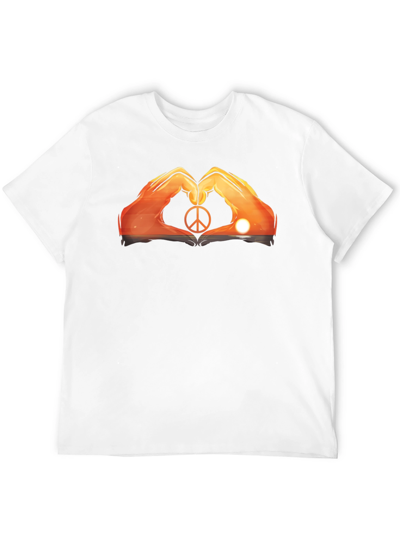Peace Sign Hand Heart Sunset Graphic Tee