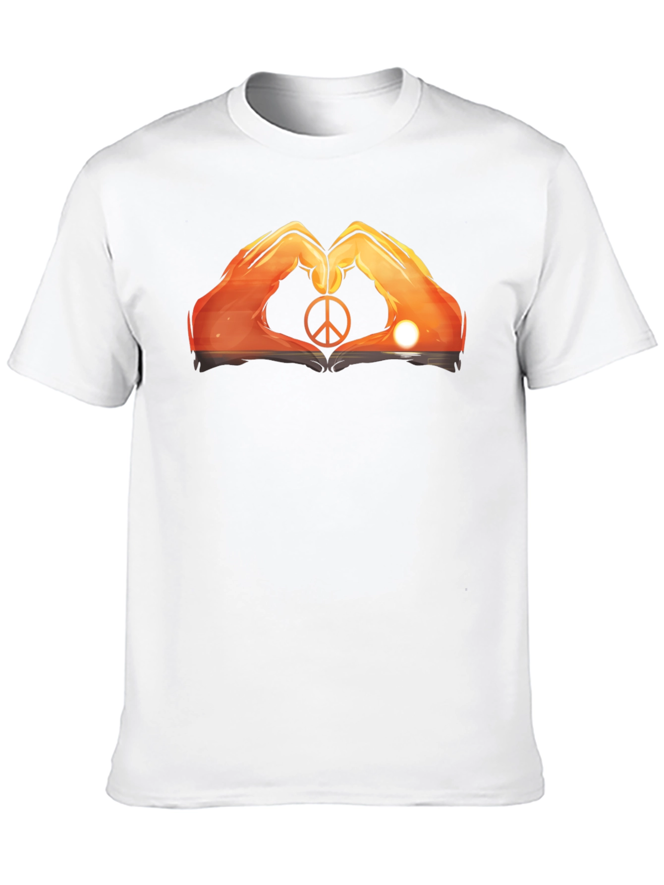 Peace Sign Hand Heart Sunset Graphic Tee