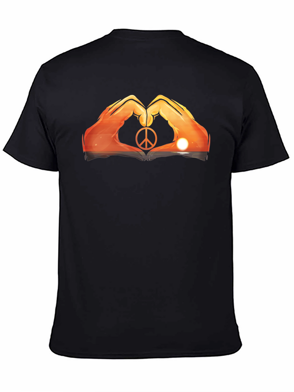 Peace Sign Hand Heart Sunset Graphic Tee