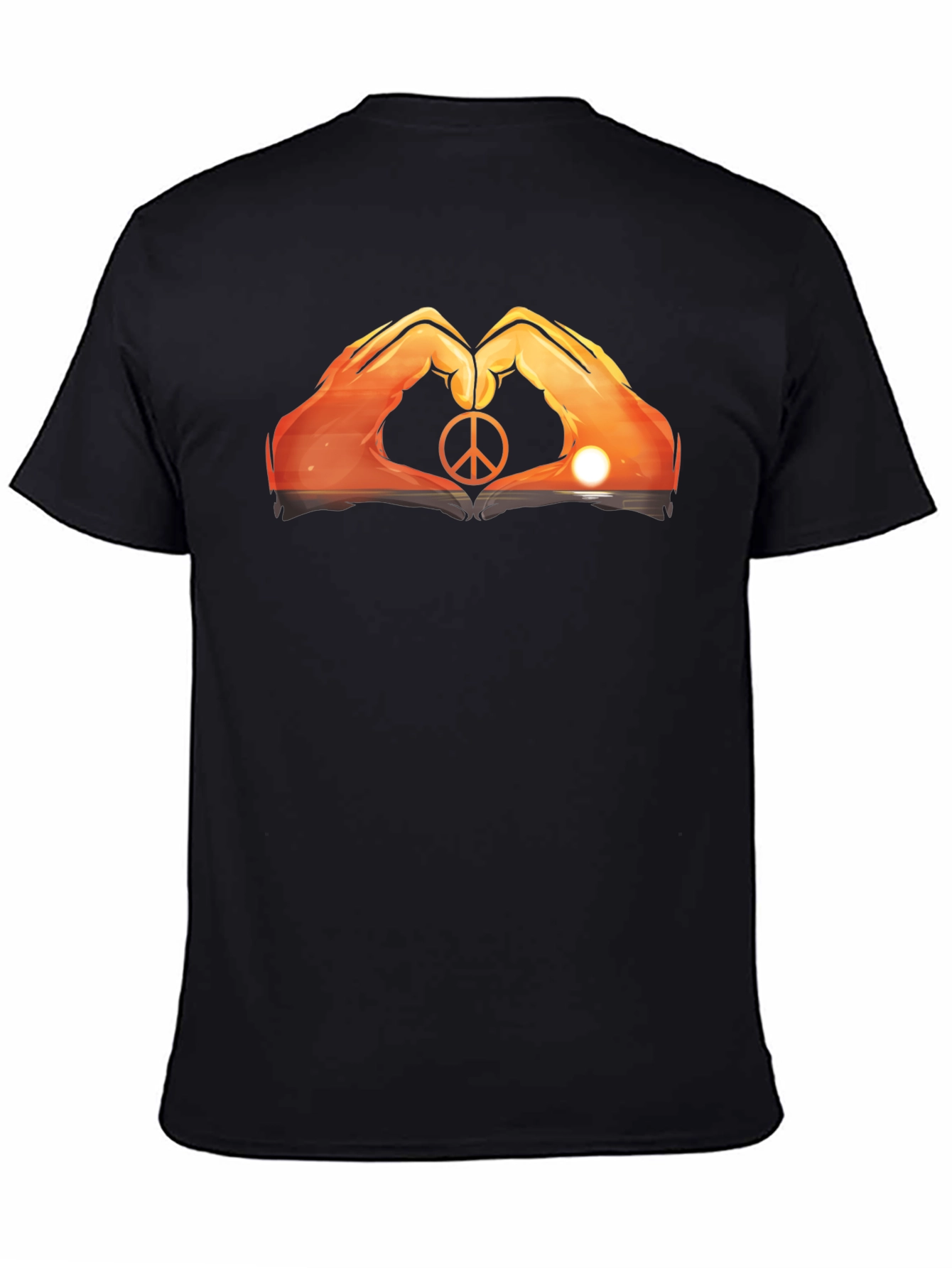 Peace Sign Hand Heart Sunset Graphic Tee
