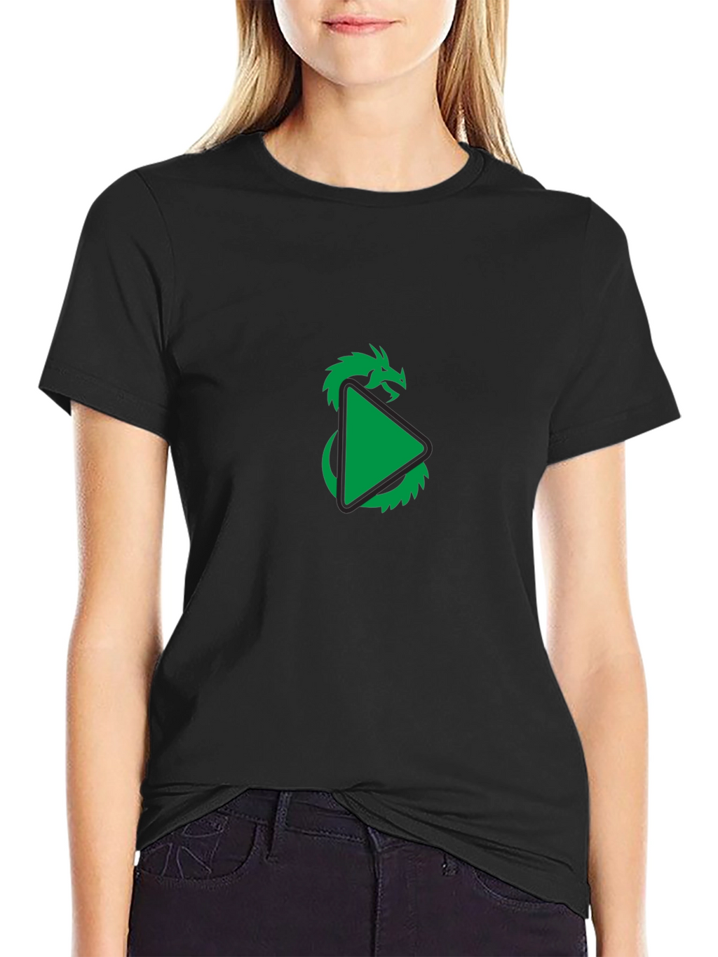 Dragon Play Button Graphic Tee - Modern Style