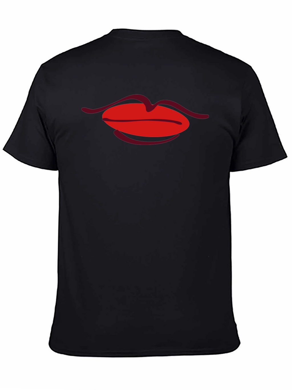 Red Lips Graphic Black T-Shirt