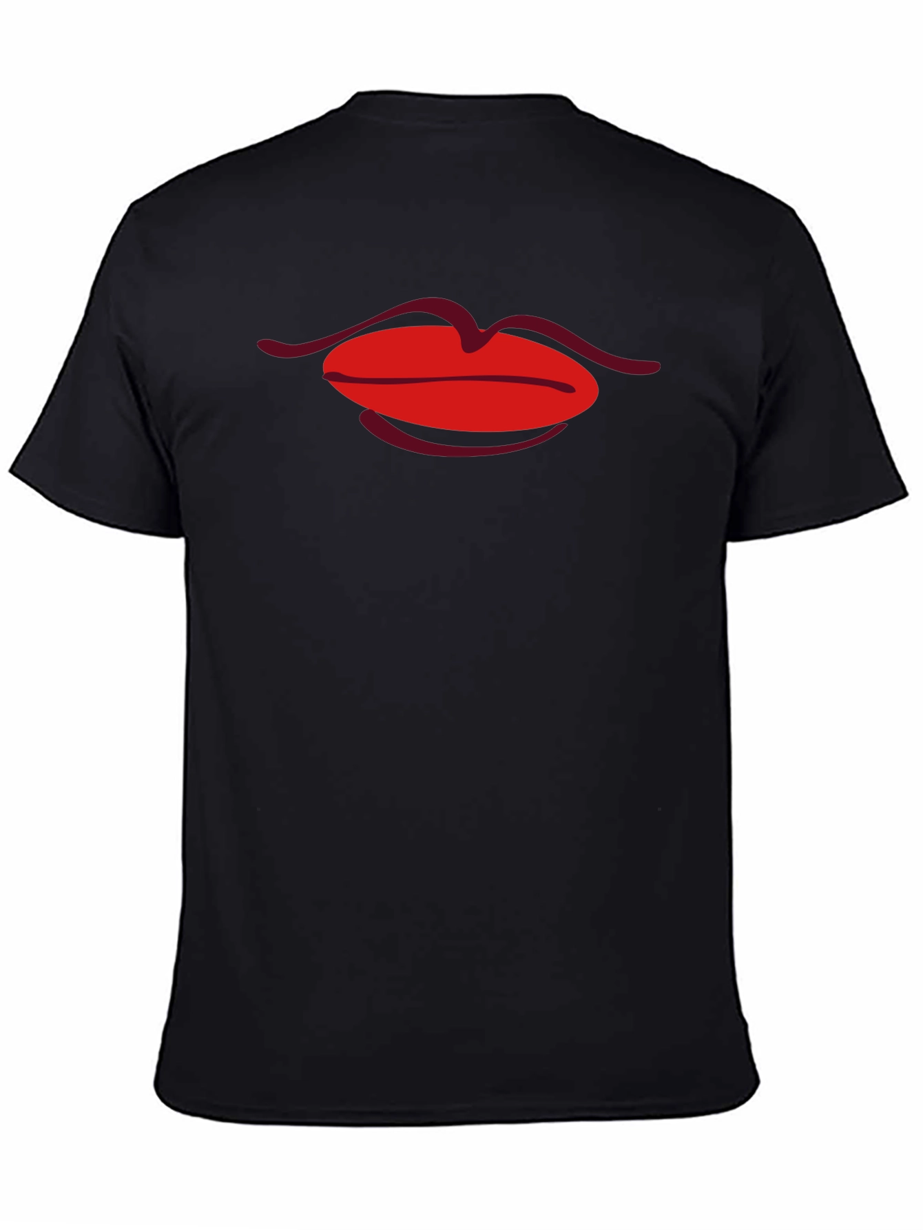 Red Lips Graphic Black T-Shirt