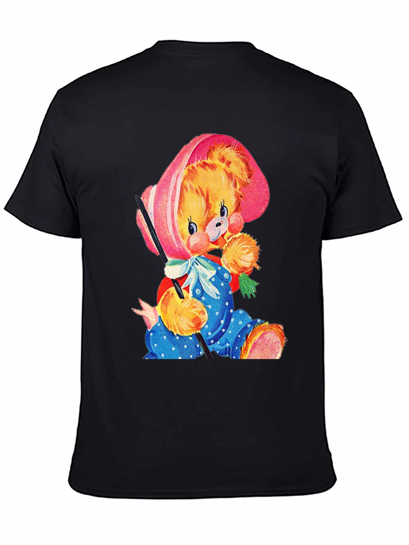Cute Cartoon Bear Black T-Shirt