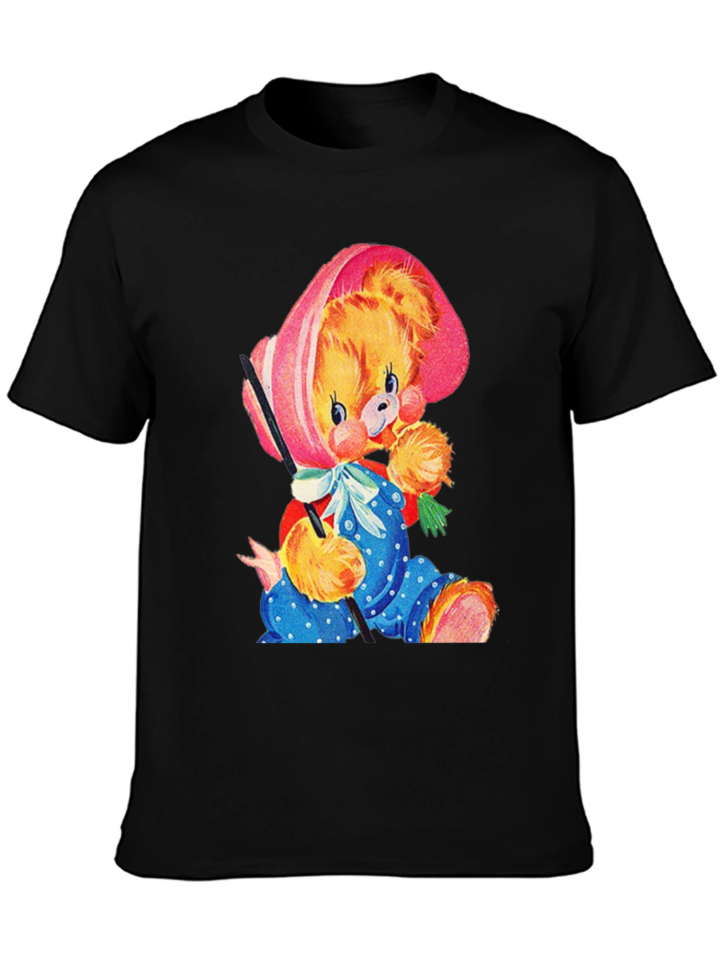 Cute Cartoon Bear Black T-Shirt