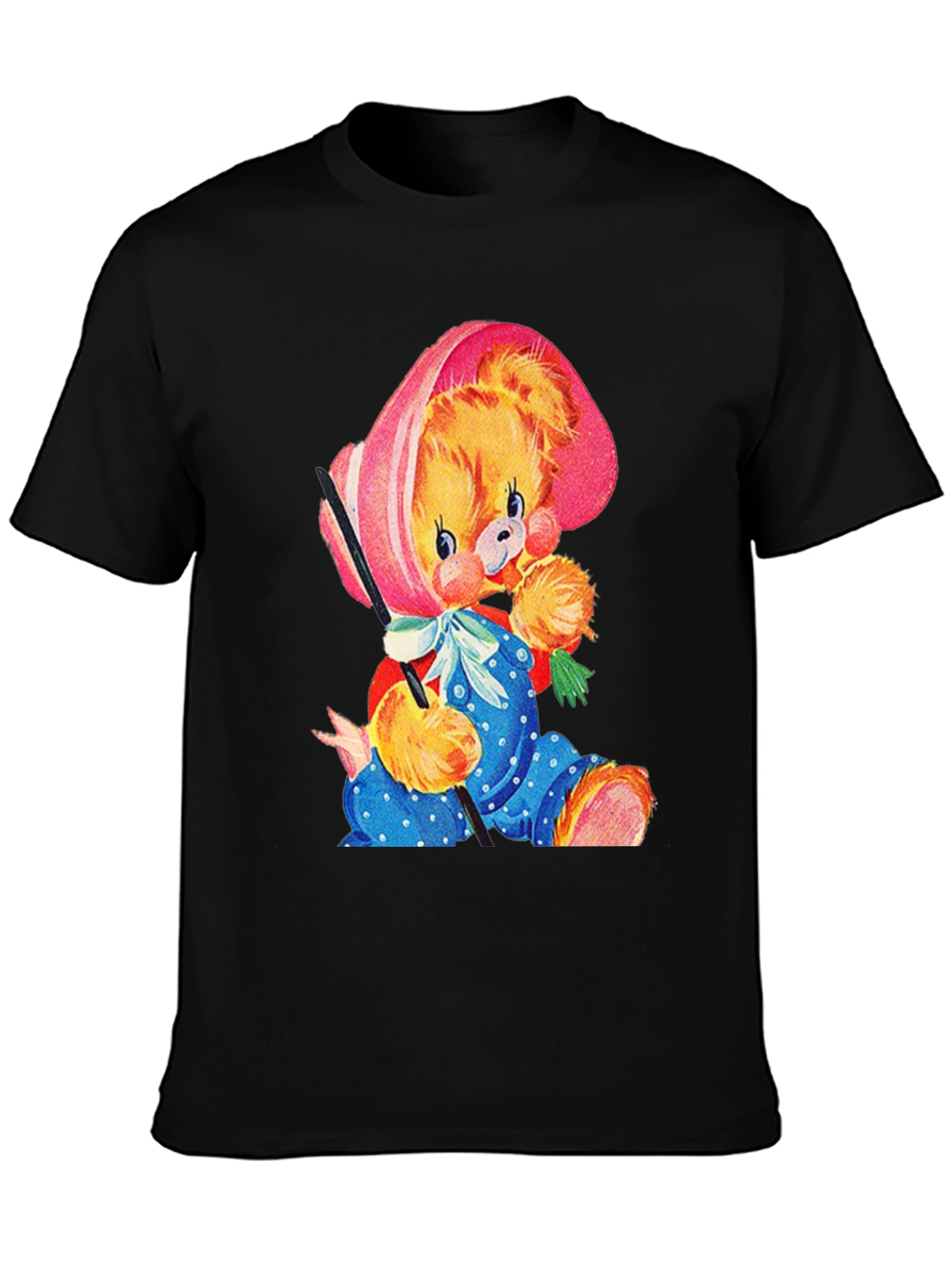 Cute Cartoon Bear Black T-Shirt