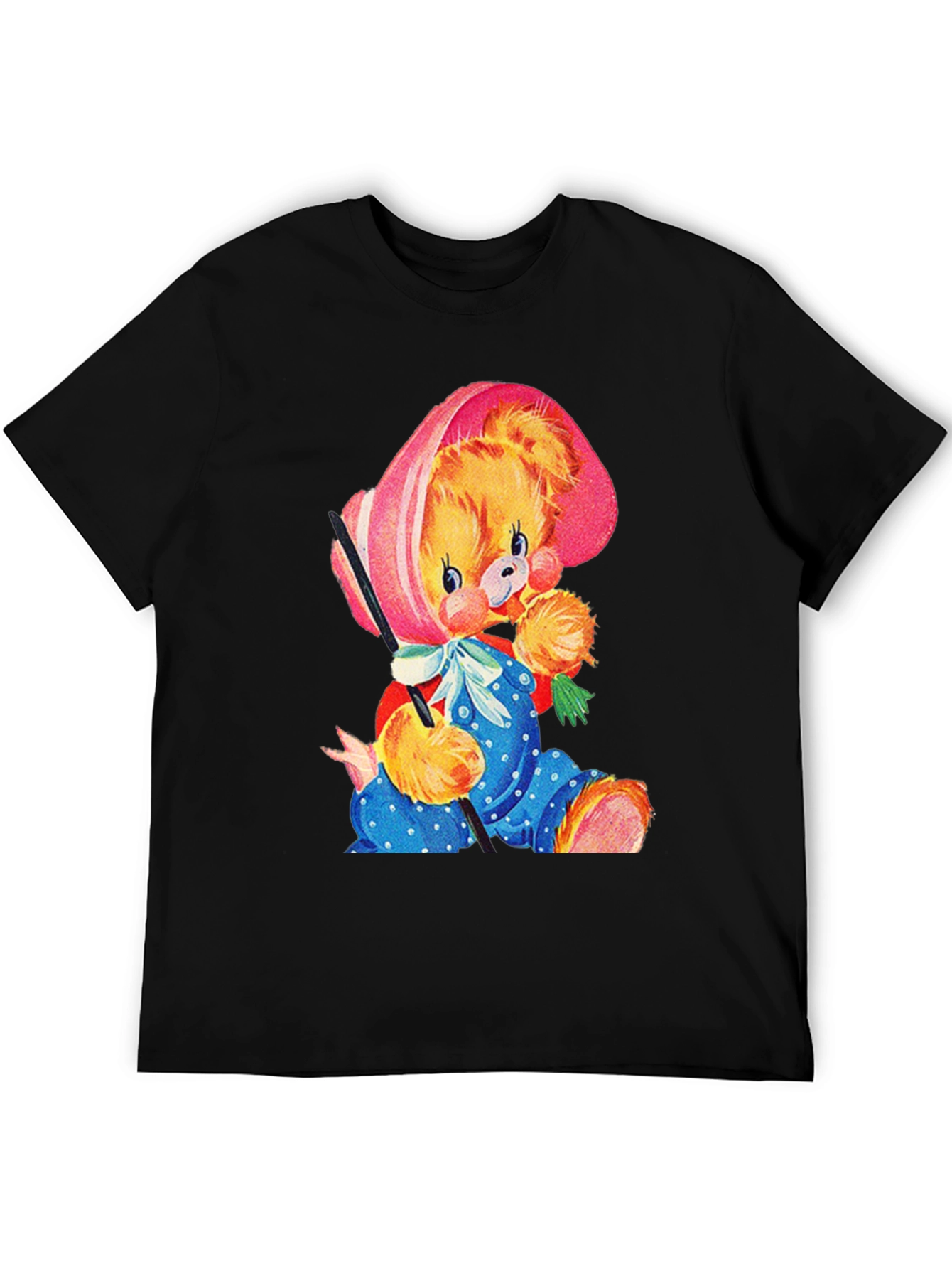 Cute Cartoon Bear Black T-Shirt