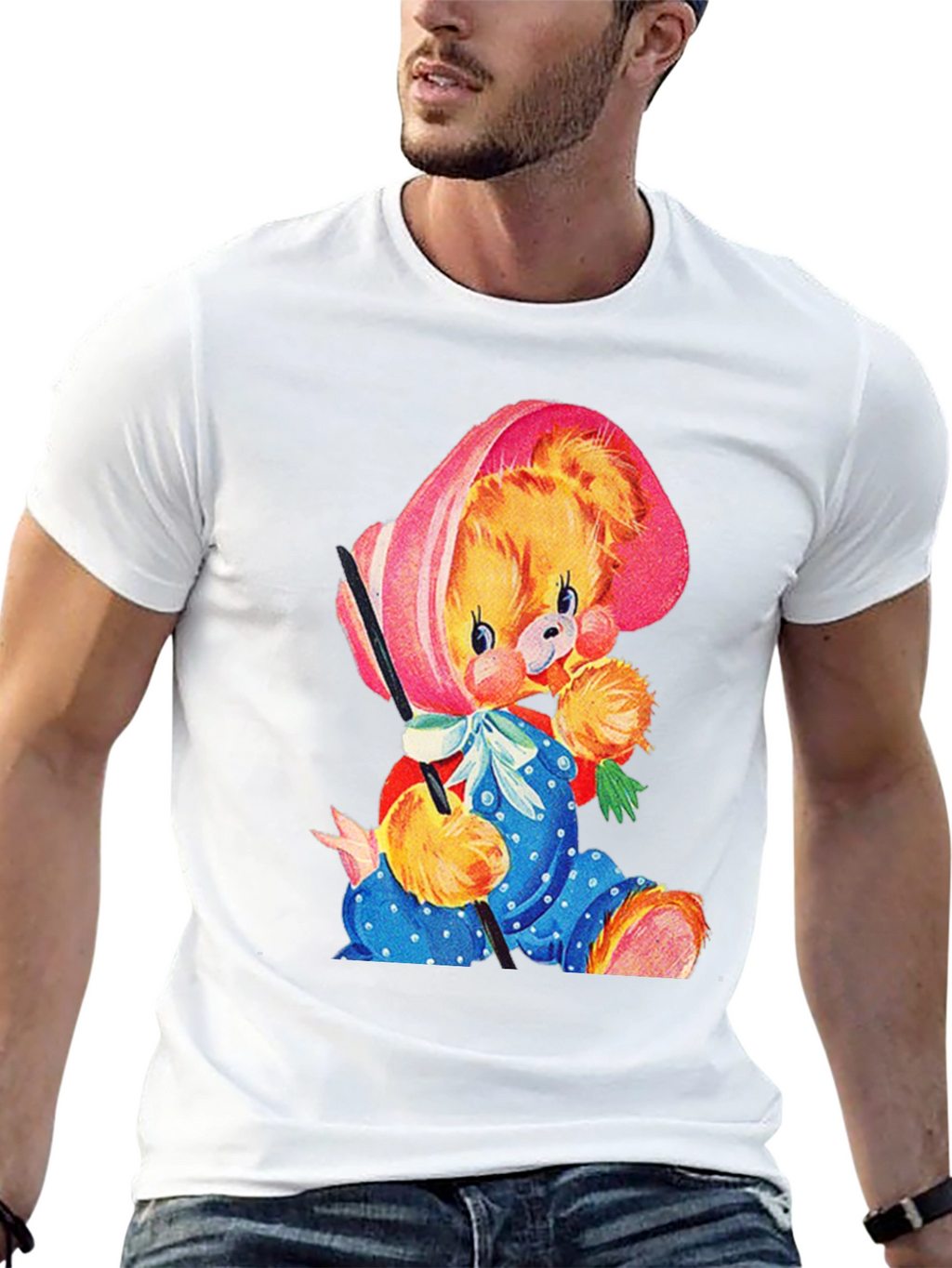 Cute Cartoon Bear Black T-Shirt