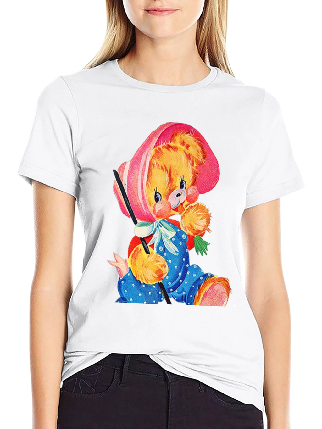 Cute Cartoon Bear Black T-Shirt