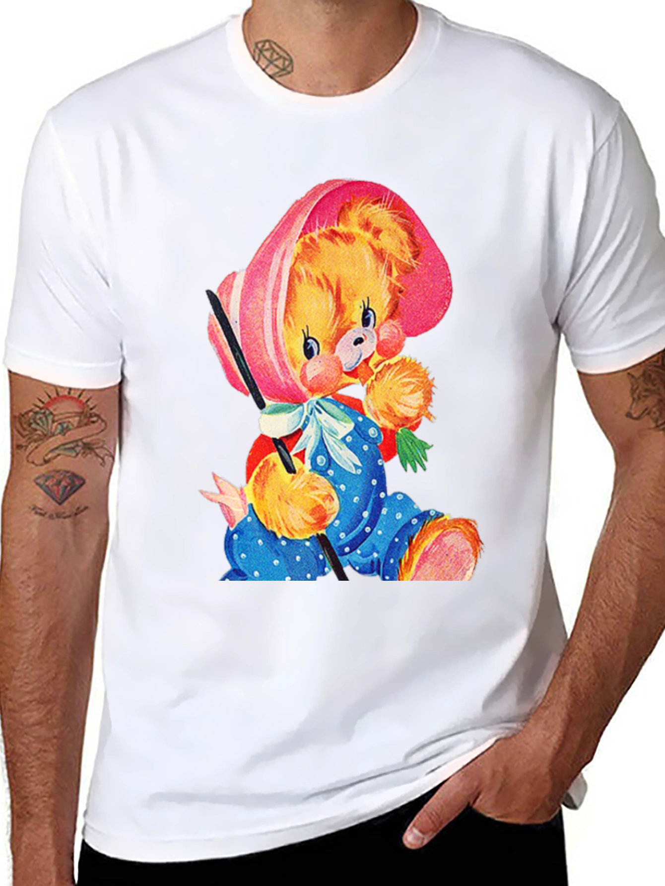 Cute Cartoon Bear Black T-Shirt