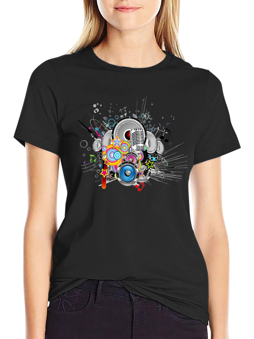 Retro Music Graphic Black T-Shirt
