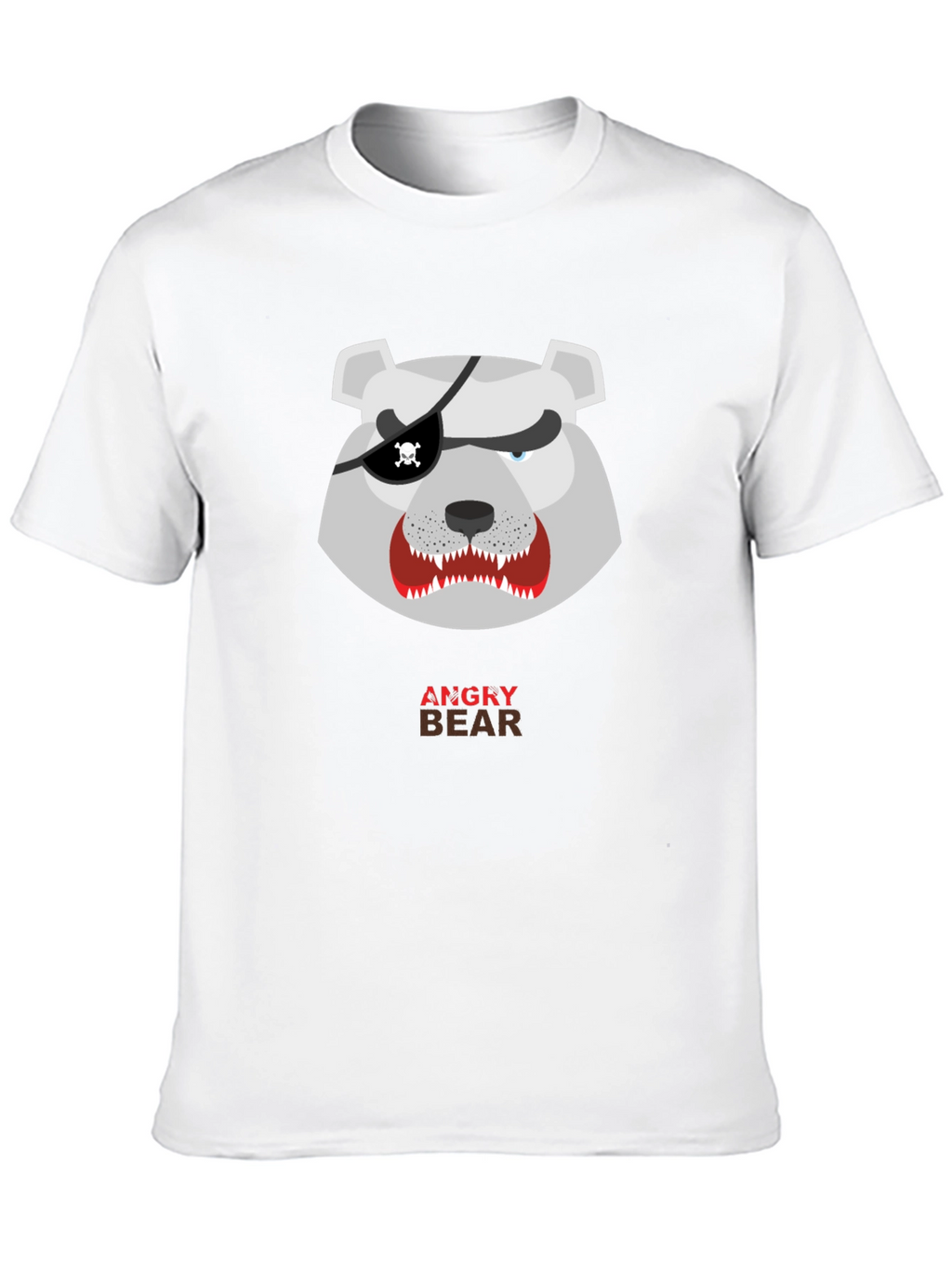 Angry Pirate Bear Graphic Tee - Black Cotton T-Shirt