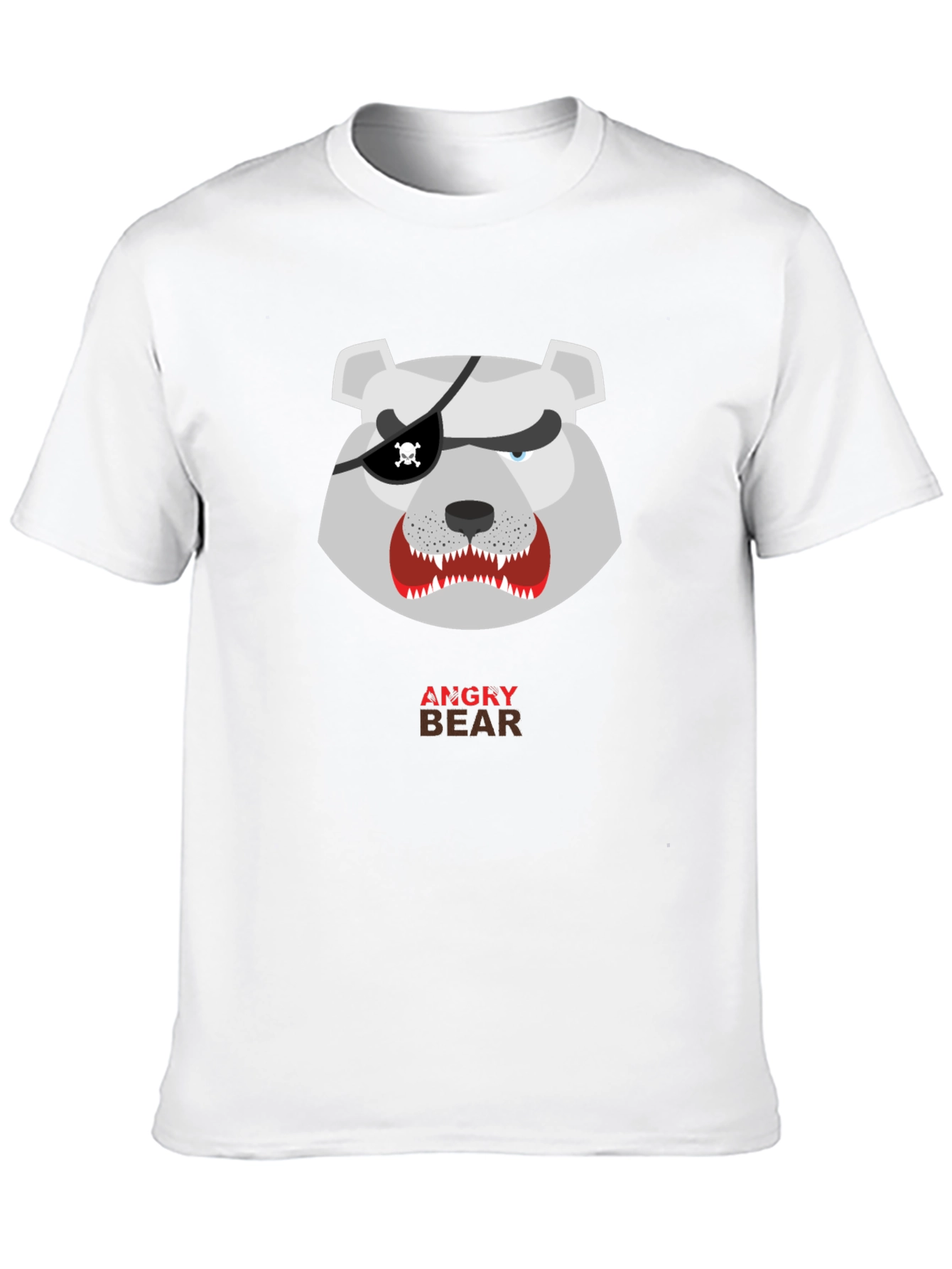 Angry Pirate Bear Graphic Tee - Black Cotton T-Shirt