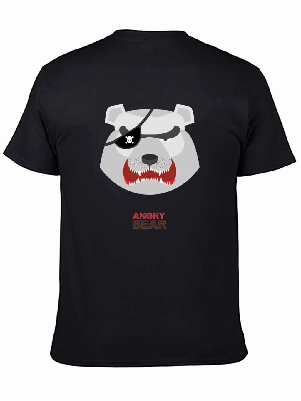 Angry Pirate Bear Graphic Tee - Black Cotton T-Shirt
