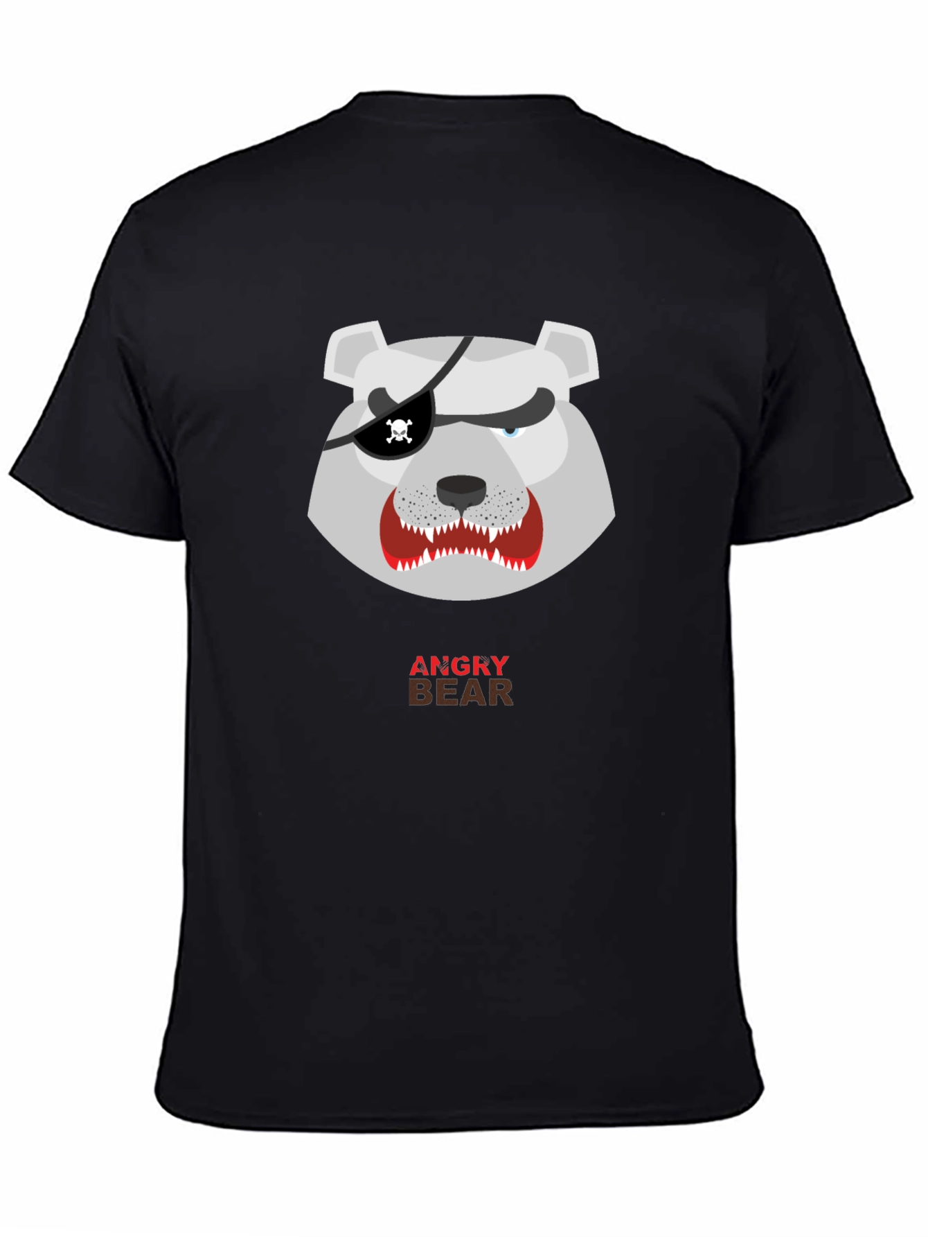 Angry Pirate Bear Graphic Tee - Black Cotton T-Shirt