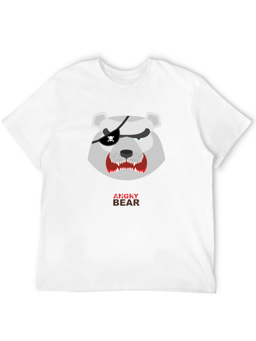 Angry Pirate Bear Graphic Tee - Black Cotton T-Shirt