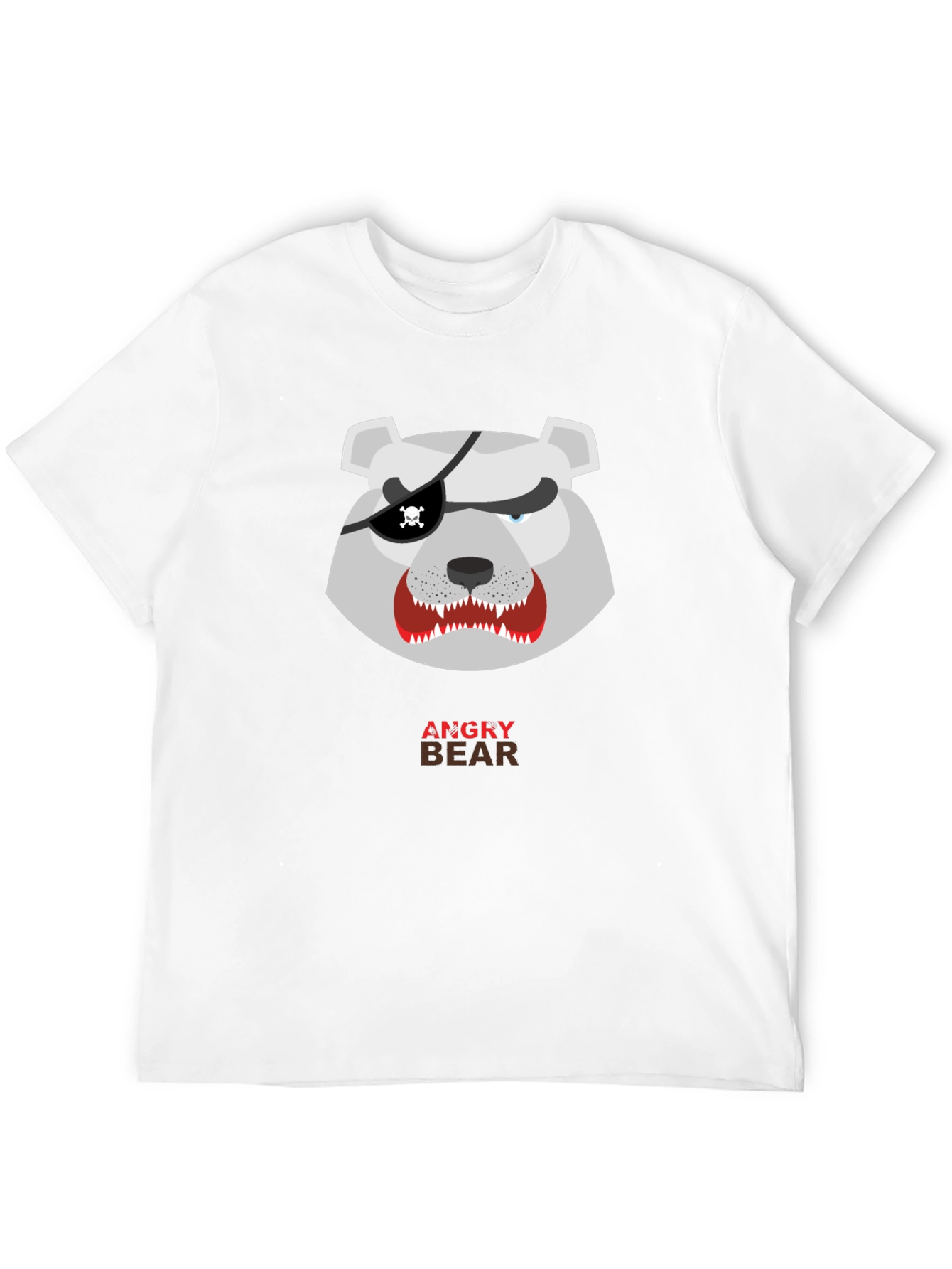 Angry Pirate Bear Graphic Tee - Black Cotton T-Shirt
