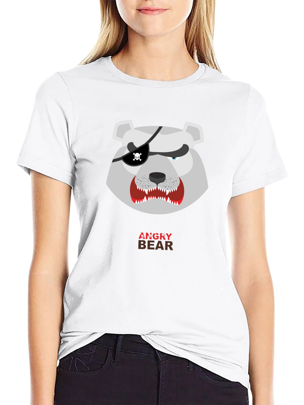 Angry Pirate Bear Graphic Tee - Black Cotton T-Shirt