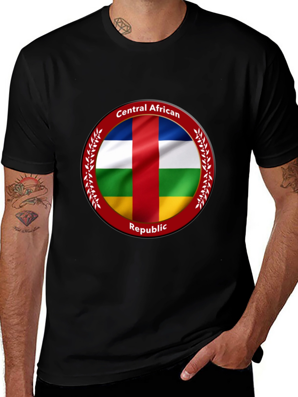 Central African Republic Flag T-Shirt - Black
