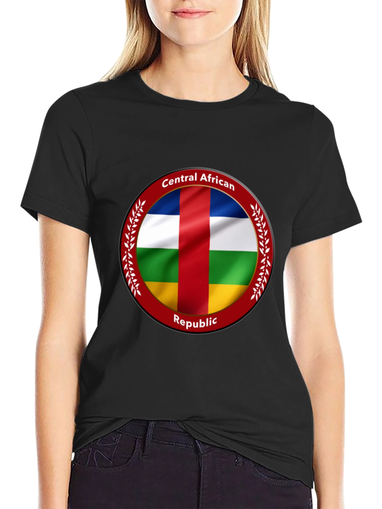 Central African Republic Flag T-Shirt - Black