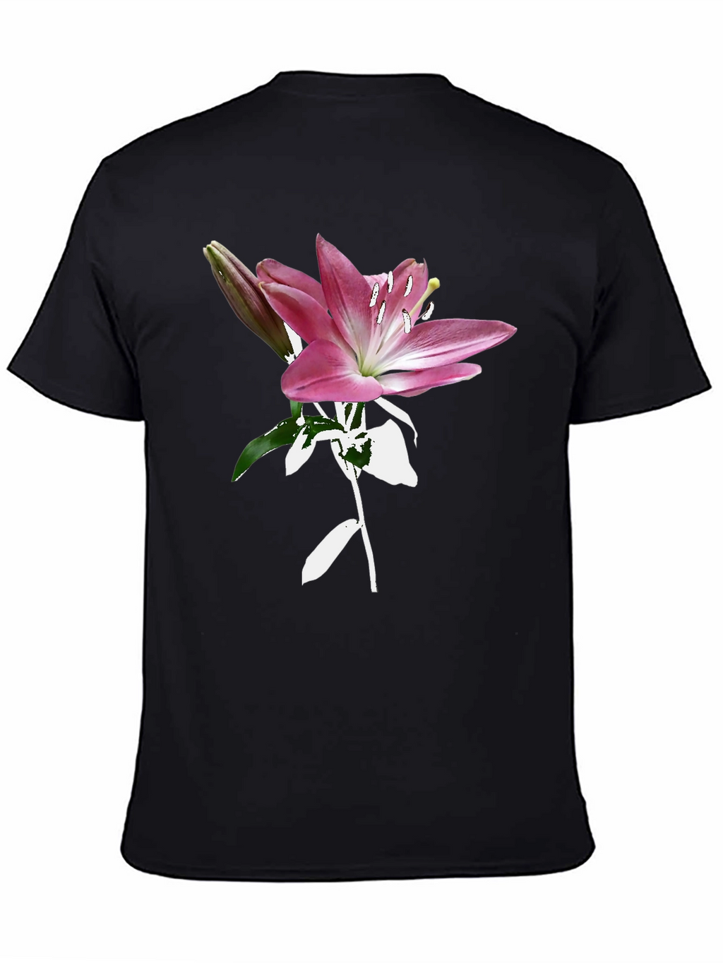 Floral Lily Graphic Tee - Trendy Black T-Shirt