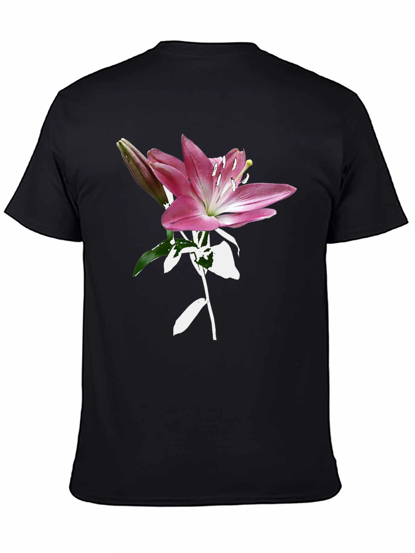 Floral Lily Graphic Tee - Trendy Black T-Shirt