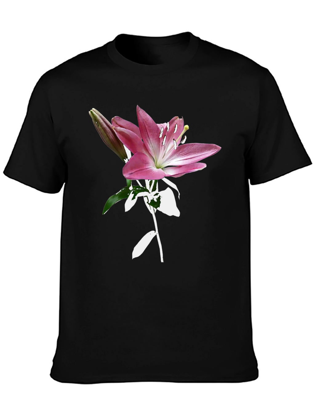 Floral Lily Graphic Tee - Trendy Black T-Shirt