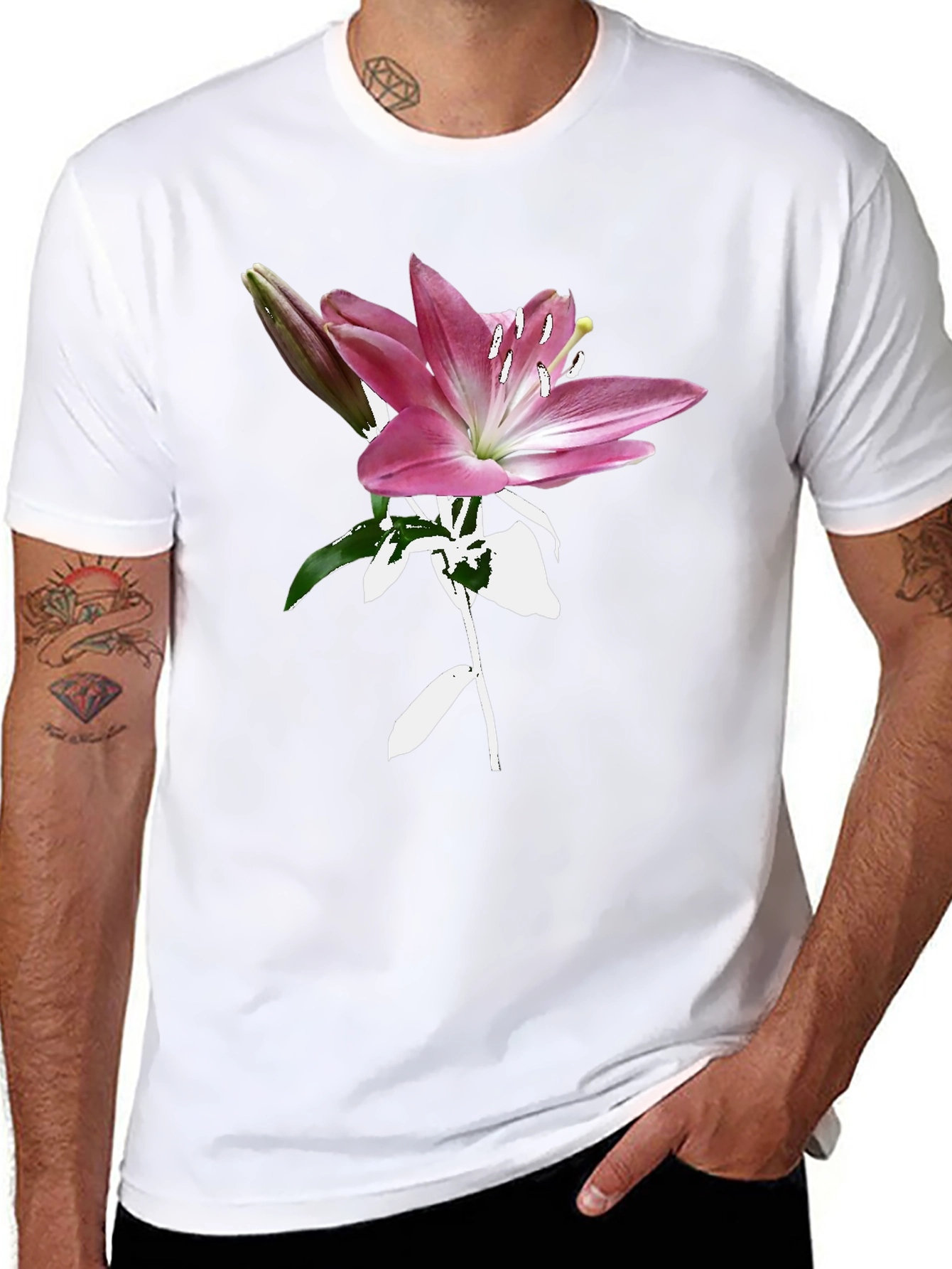 Floral Lily Graphic Tee - Trendy Black T-Shirt
