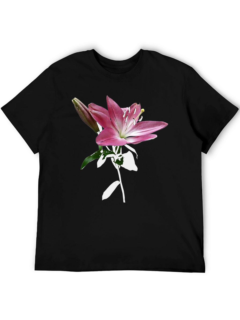 Floral Lily Graphic Tee - Trendy Black T-Shirt