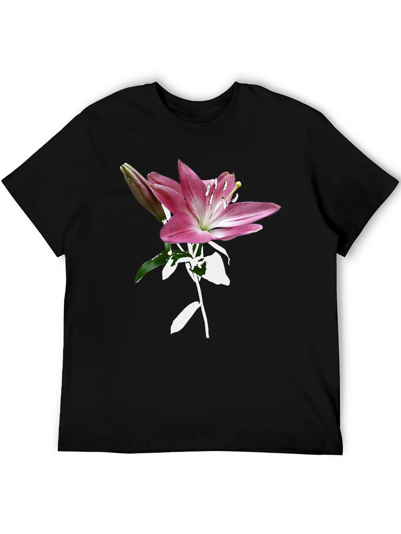Floral Lily Graphic Tee - Trendy Black T-Shirt