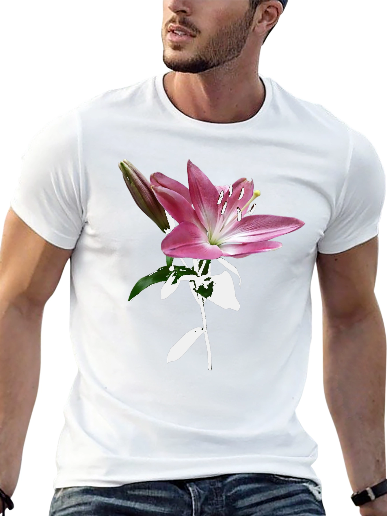 Floral Lily Graphic Tee - Trendy Black T-Shirt