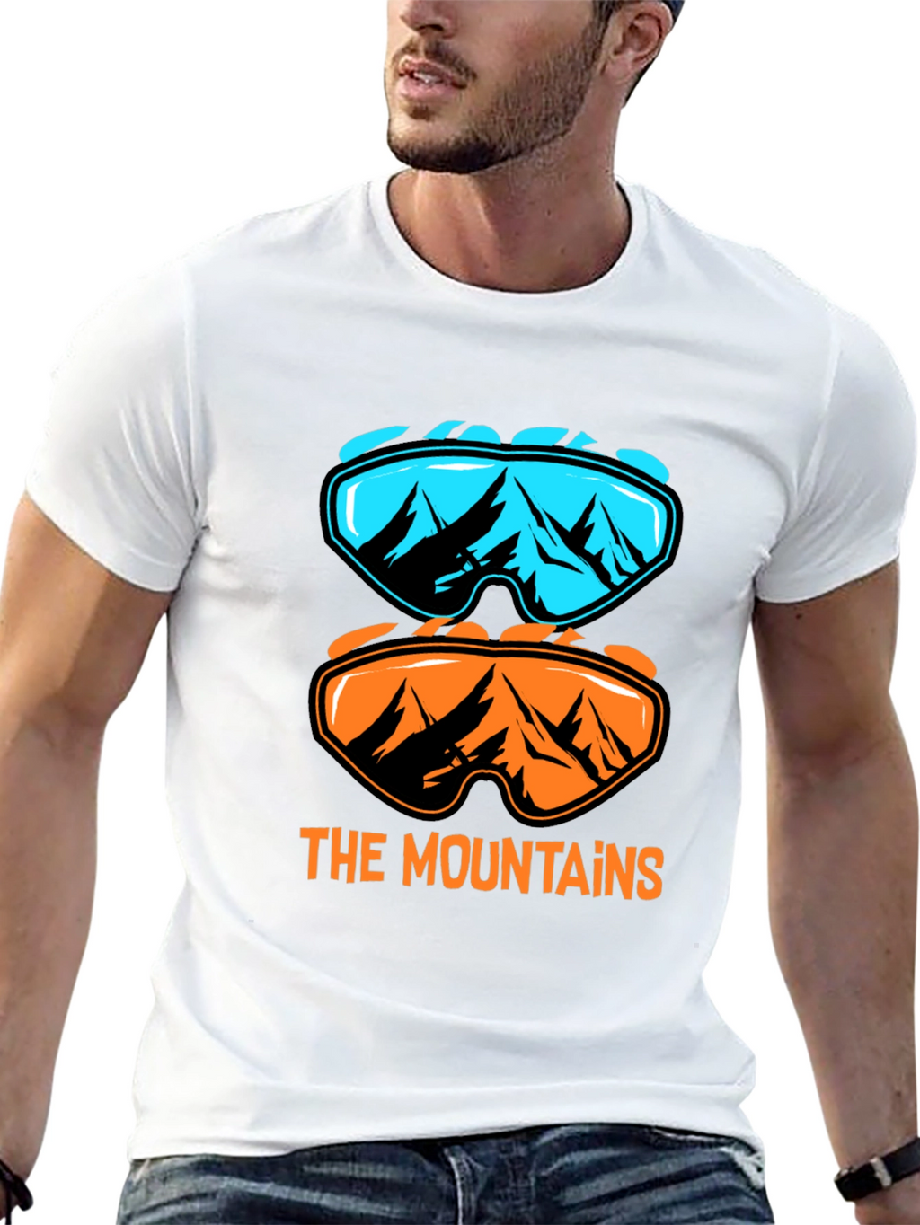 Mountains Graphic Tee - Ski Goggles Design T-Shirt